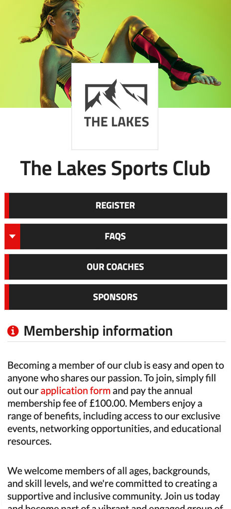 Example of a sport event (mobile version)